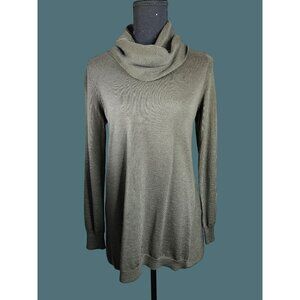 Ellen Tracy Women’s Olive Green Merino Wool Cowl Neck Sweater Small-Flaw